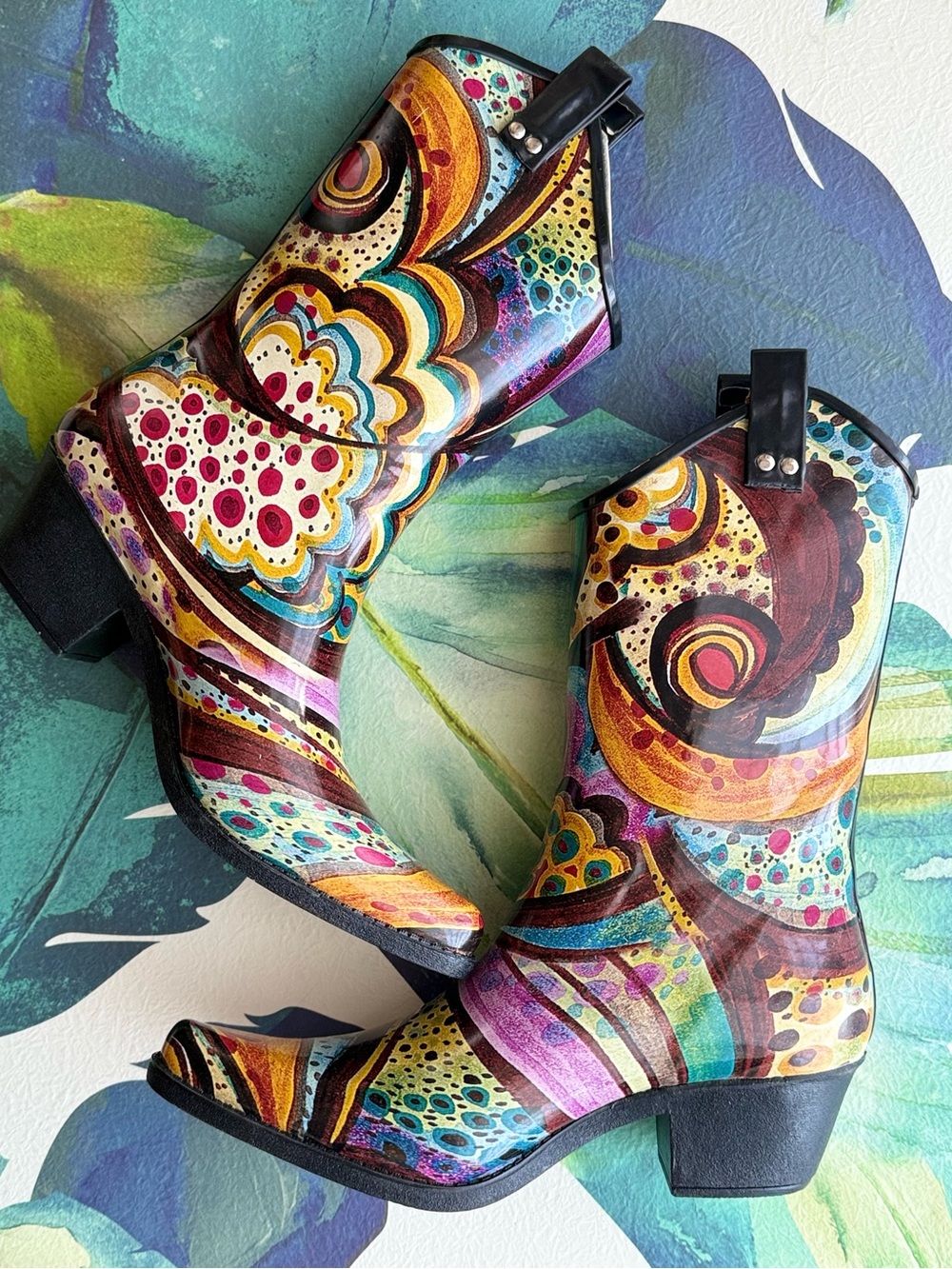 Multicolor RAIN Western Ankle Boots